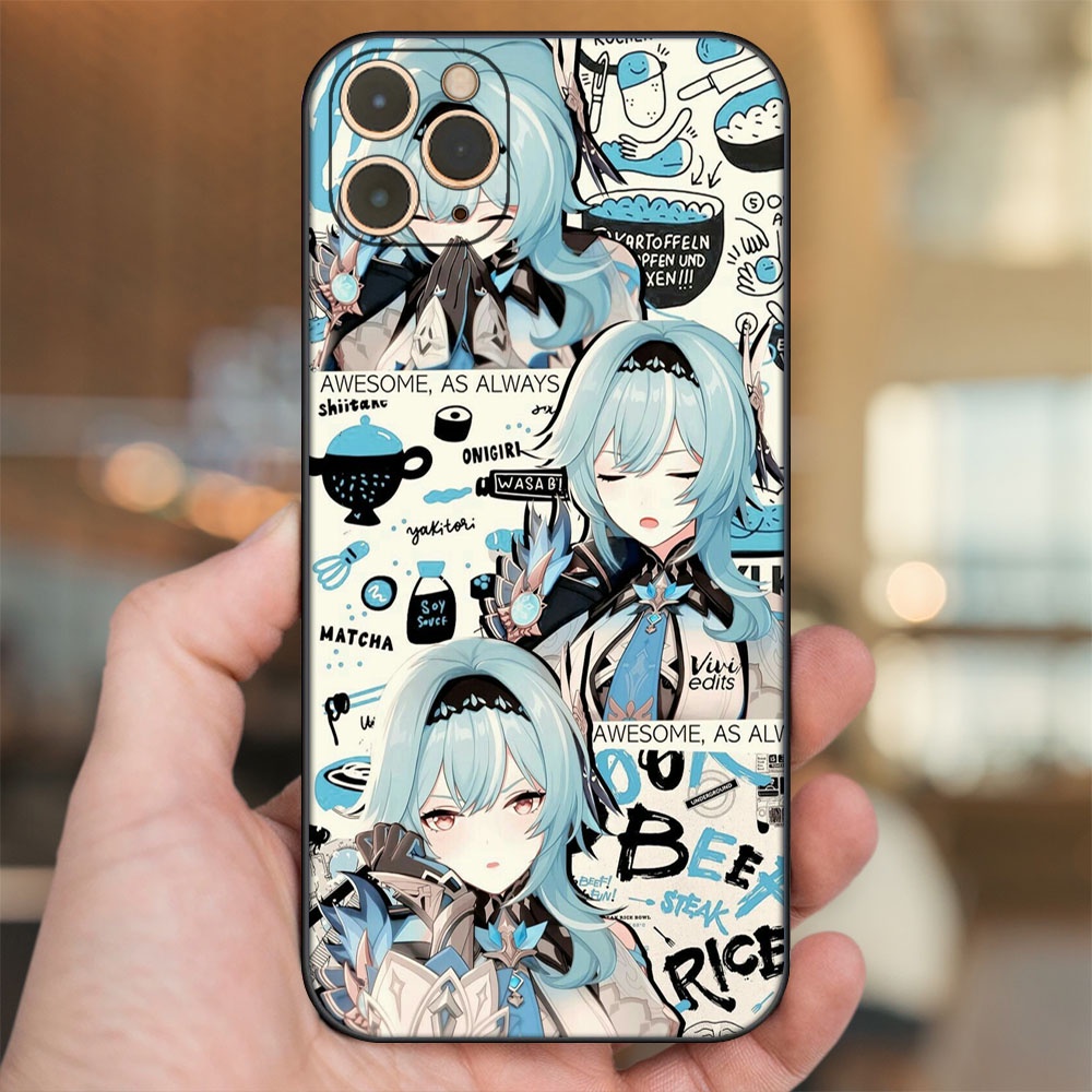 Ốp lưng iPhone 11 Pro Max dẻo đen cạnh vuông in hình Eula Genshin Impact