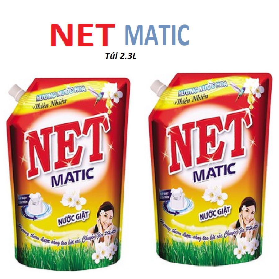 Túi Nước giặt Net Matic hương nước hoa/ đỏ đậm đặc 2.3L