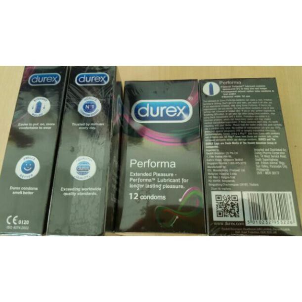 [Combo 4 hộp] - 48 Bcs Durex Performa Cao Cấp - Bao cao su KÉO DÀI THỜI GIAN Quan Hệ, Bcs ôm sát body (1 hộp 12 Cái).