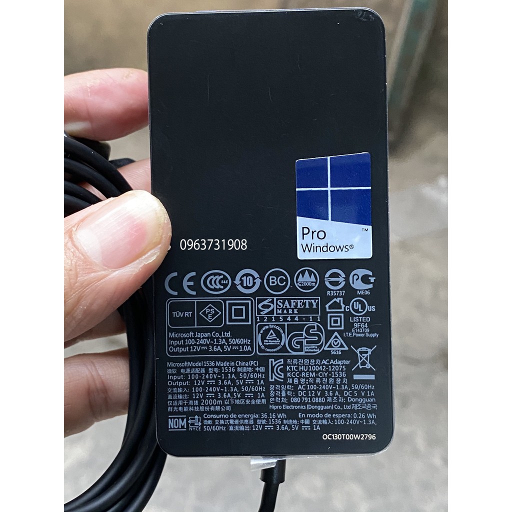 SẠC SURFACE PRO 1 2 – 12V3.6A bản gốc zin theo máy