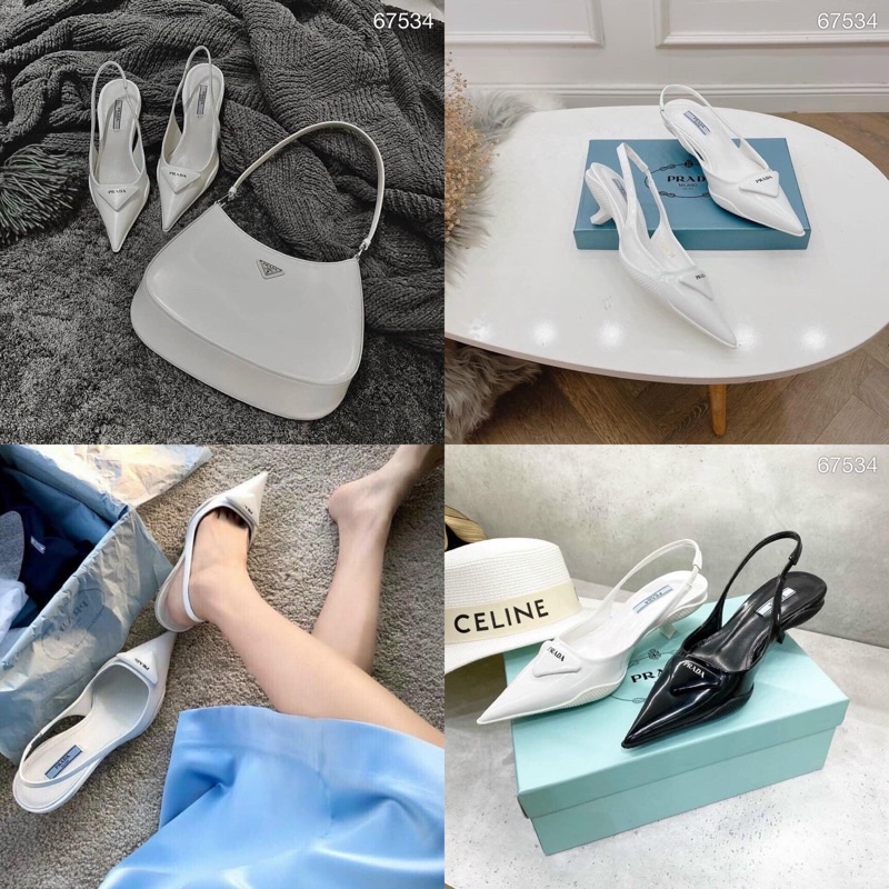 Sandal prada mũi nhọn gót nhú 3p Fullbox