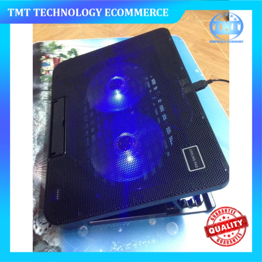 Đế tản nhiệt Laptop Cooling Pad N99 - 2 quạt, đèn led, có nấc nâng lên hạ xuống cho laptop từ 10-17 inch