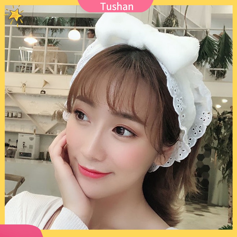 Băng đô co giãn phối ren xinh xắn buộc nơ đáng yêu dành cho nữ