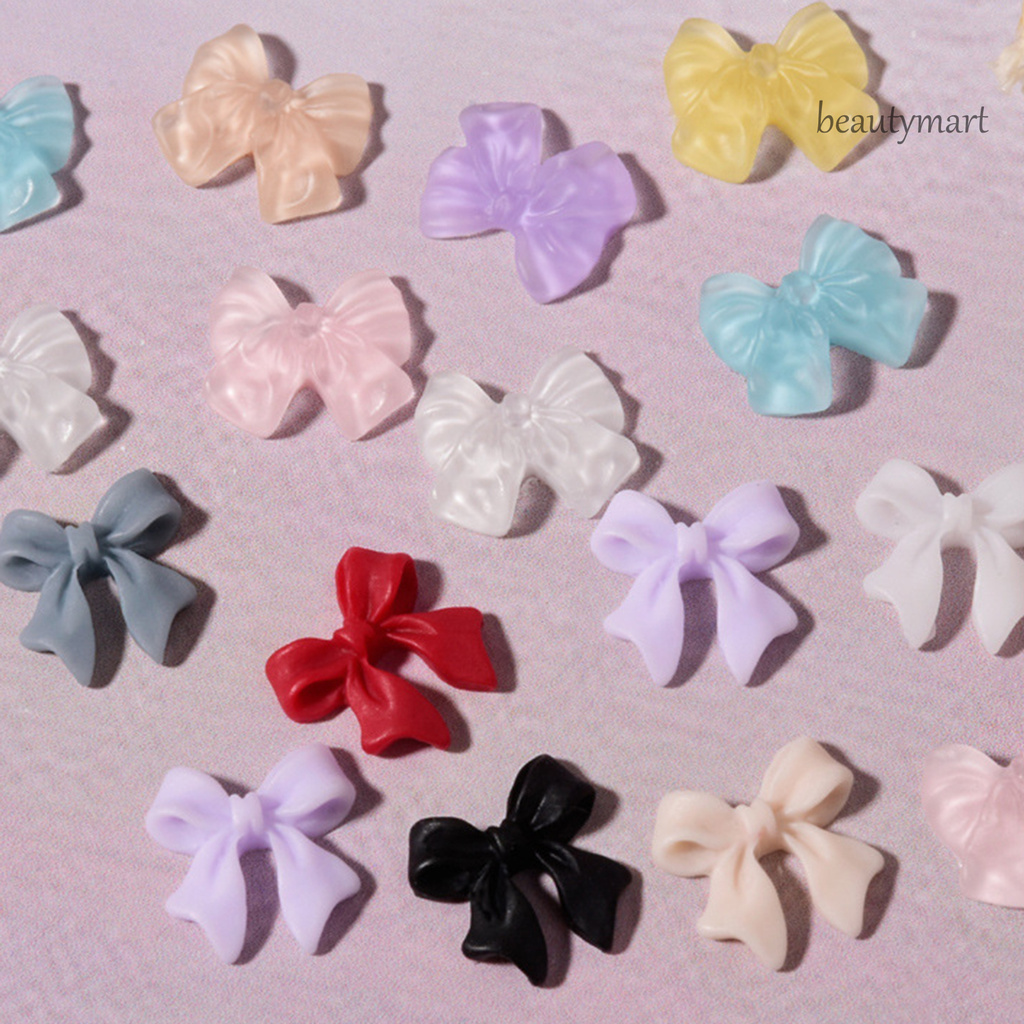 [Hàng mới về] Bộ 30 phụ kiện đính móng trang trí 3D hình nơ xinh xắn bằng nhựa resin nhiều màu sắc