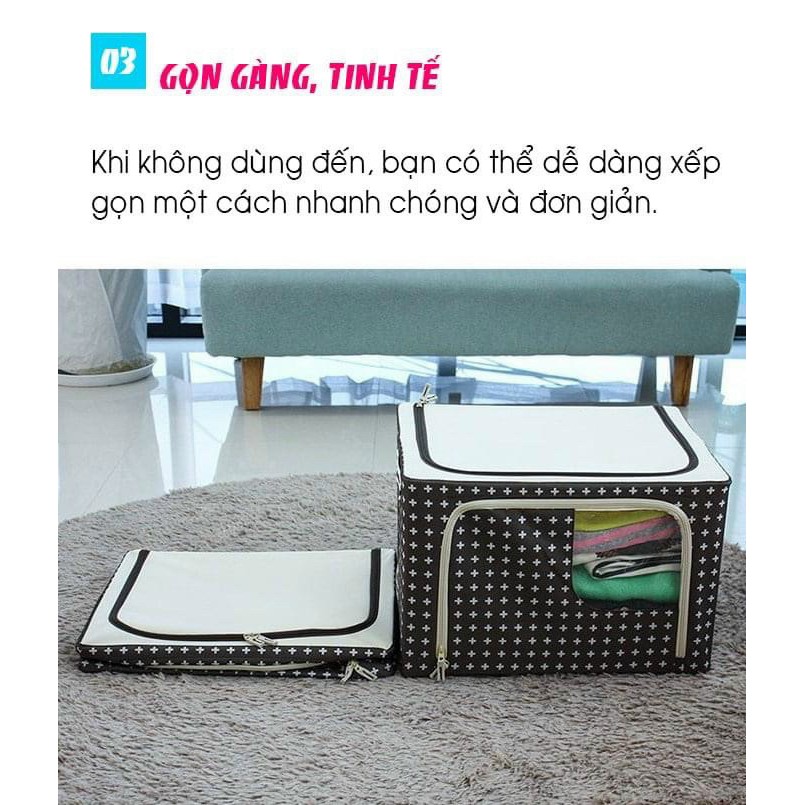 Túi Vải Khung Thép Đựng Chăn Màn Quần Áo Gấp Gọn Tiện Lợi