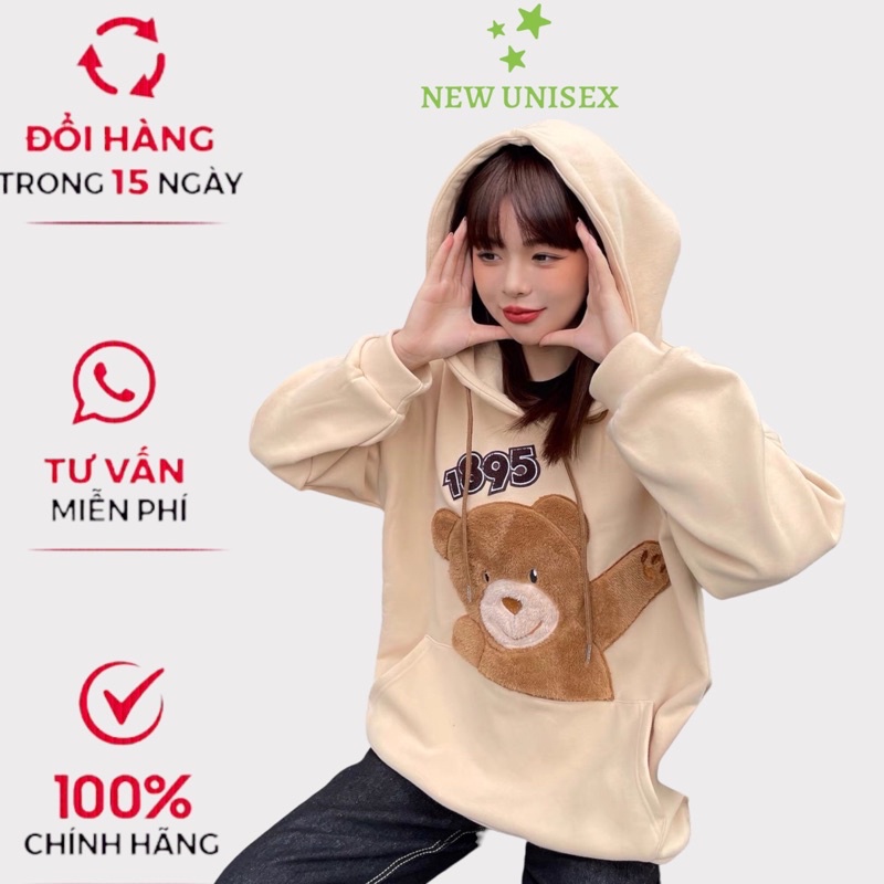 Áo Sweater Nữ Chui Đầu Phối Gấu 1895 Chất Nỉ Mềm Mịn Form Rộng Mặc Đẹp Thoải Mái [NEW UNISEX]