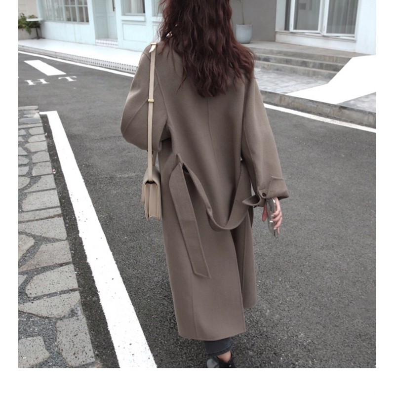 Áo choàng dạ dáng dài cổ vest có đai Ulzzang siêu xinh ❤️