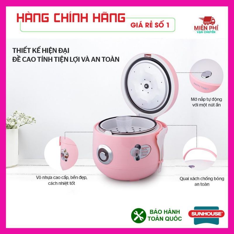 [Mã ELHADEV giảm 4% đơn 300K] Nồi cơm điện Sunhouse Happy time dung tích 1,8 lít hàng chính hãng