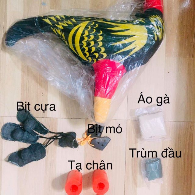 combo tập lực 6 món cho gà chọi, gà bông, tạ chân , bịt cựa, trùm đầu, trùm mỏ