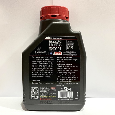 Nhớt Motul Scooter Power LE 5W40 0.8L