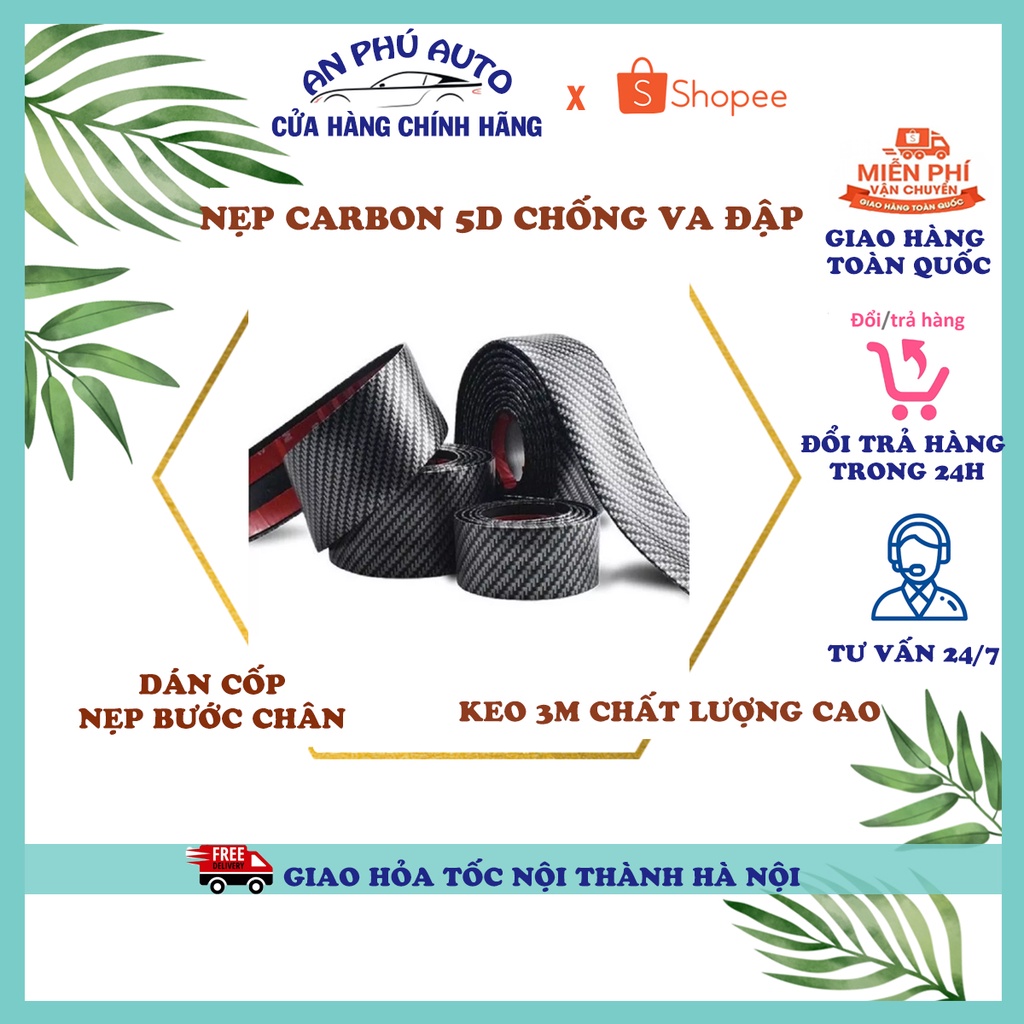 Nẹp carbon 5D chống va đập cốp xe ô tô, nẹp bước chân - Miếng dán chống va đập ô tô - Nẹp chống xước, bảo vệ xe