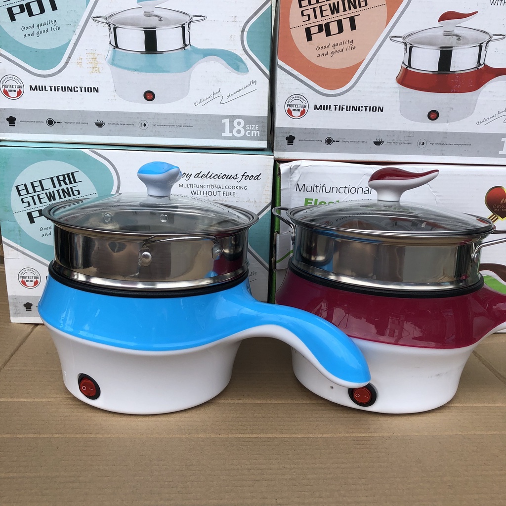 Nồi Lẩu Mini Đa Năng 18cm Chống Dính + Kèm Giá Hấp có thể Chiên, Xào