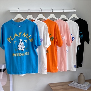 MLB Áo Thun Ngắn Tay In Chữ Thời Trang Cho Cặp Đôi