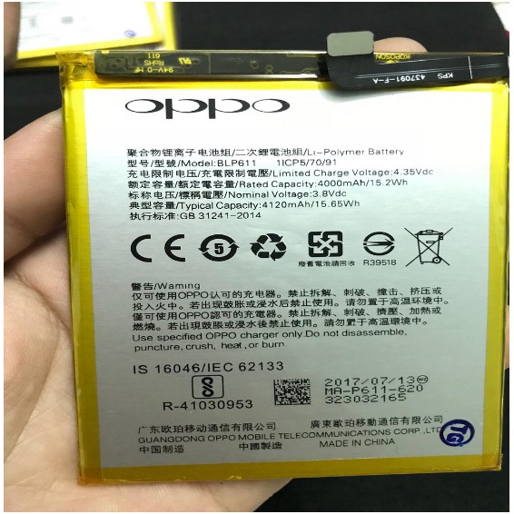 Pin cho Oppo R9 Plus (BLP611) dung lượng 4000mAh zin, bảo hành 6 tháng