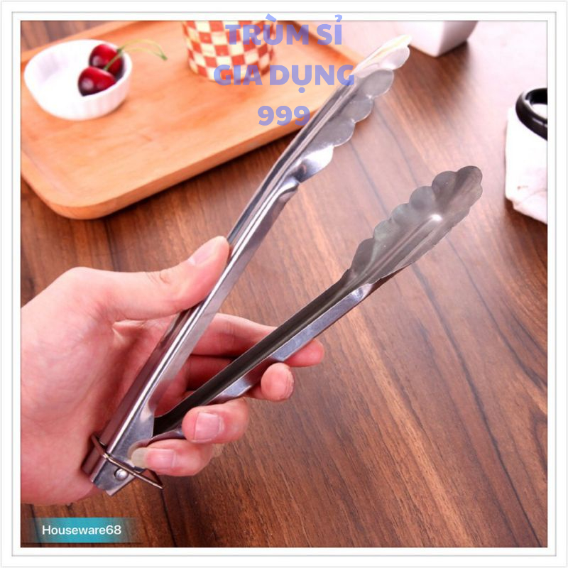 kẹp gắp thức ăn có khóa gài bằng inox, dụng cụ kẹp gấp thức ăn, gắp đá , gắp nóng, gắp đồ nướng cho gia đình mini