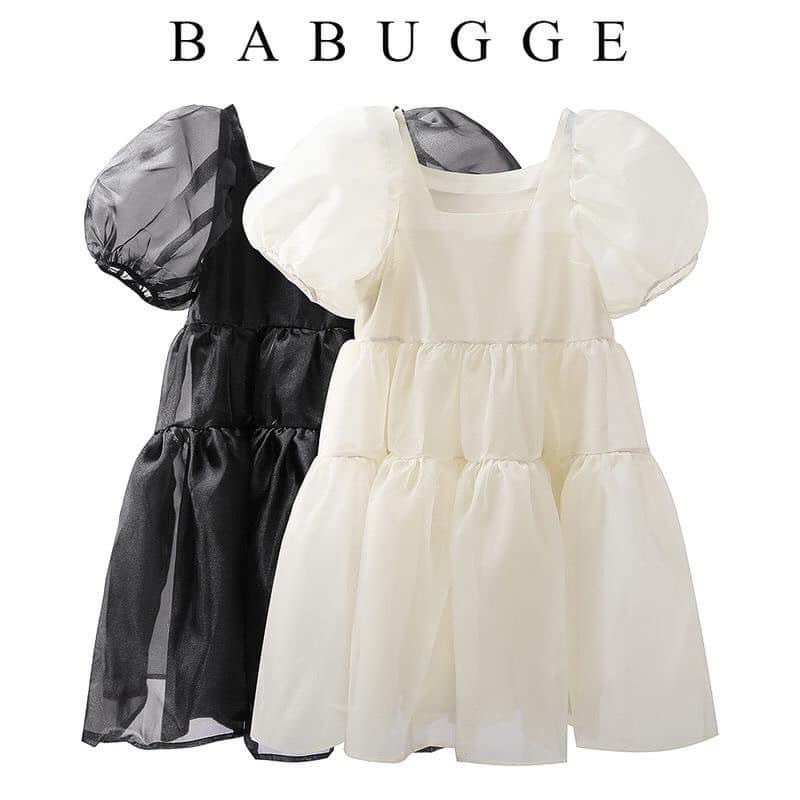 Váy babydoll voan tơ cổ vuông xếp tầng bánh bèo- Đầm công chúa dự tiệc