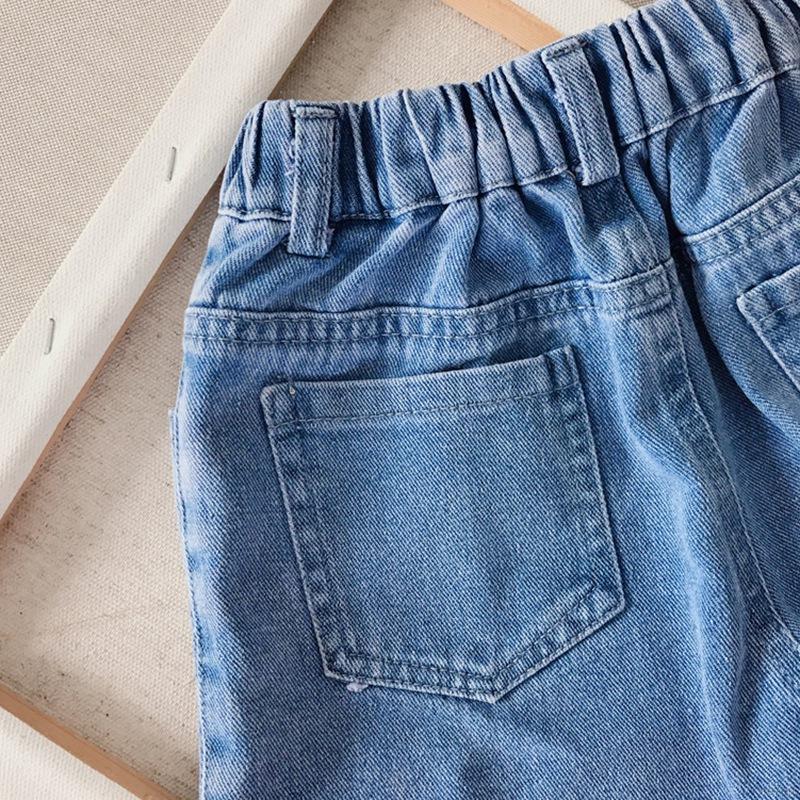 Quần Short Denim Ống Rộng Hàn Quốc Cho Bé Gái 1-7 Tuổi