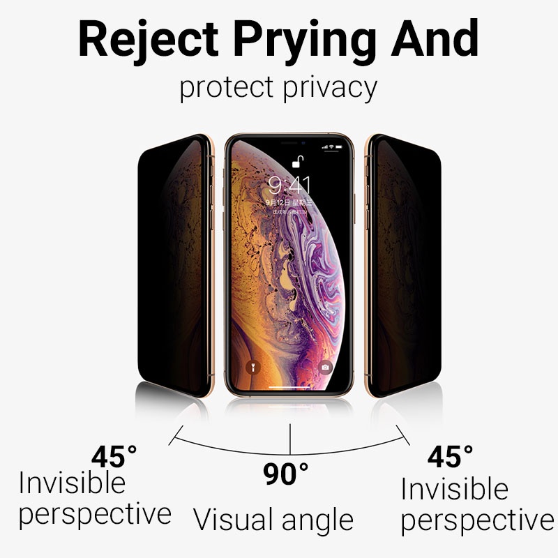 Kính cường lực bảo vệ màn hình chống nhìn trộm thích hợp cho Iphone 12 13 pro max x xs max xr 6 6s 7 8+