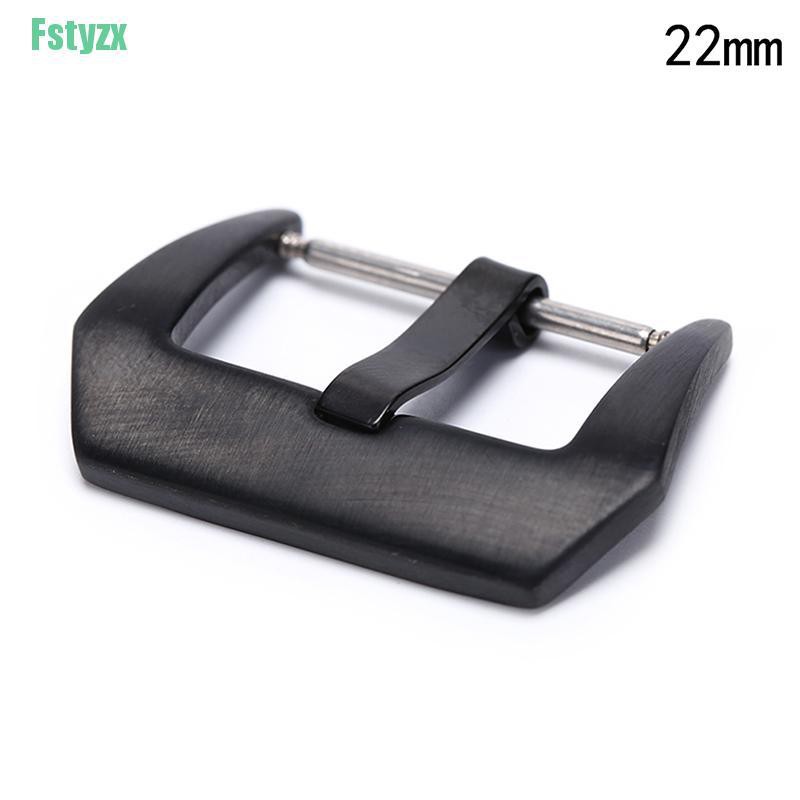 fstyzx 20/22/24mm Stainless Screw-in Buckle Watch Band Strap Brushed Clasp Black/Silver