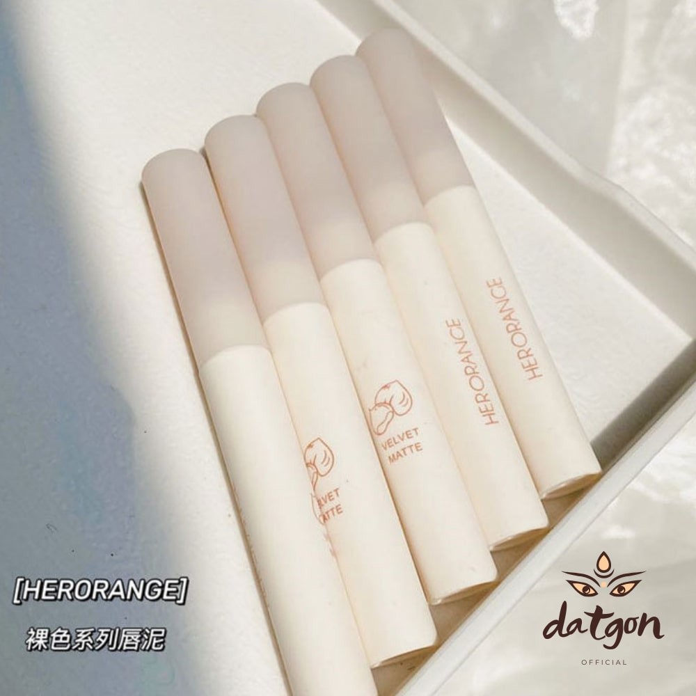 Son kem HERORANGE, son kem lì nội địa velvet mix màu bùn nhung hạt rẻ matte lip glaze cực xinh 2021