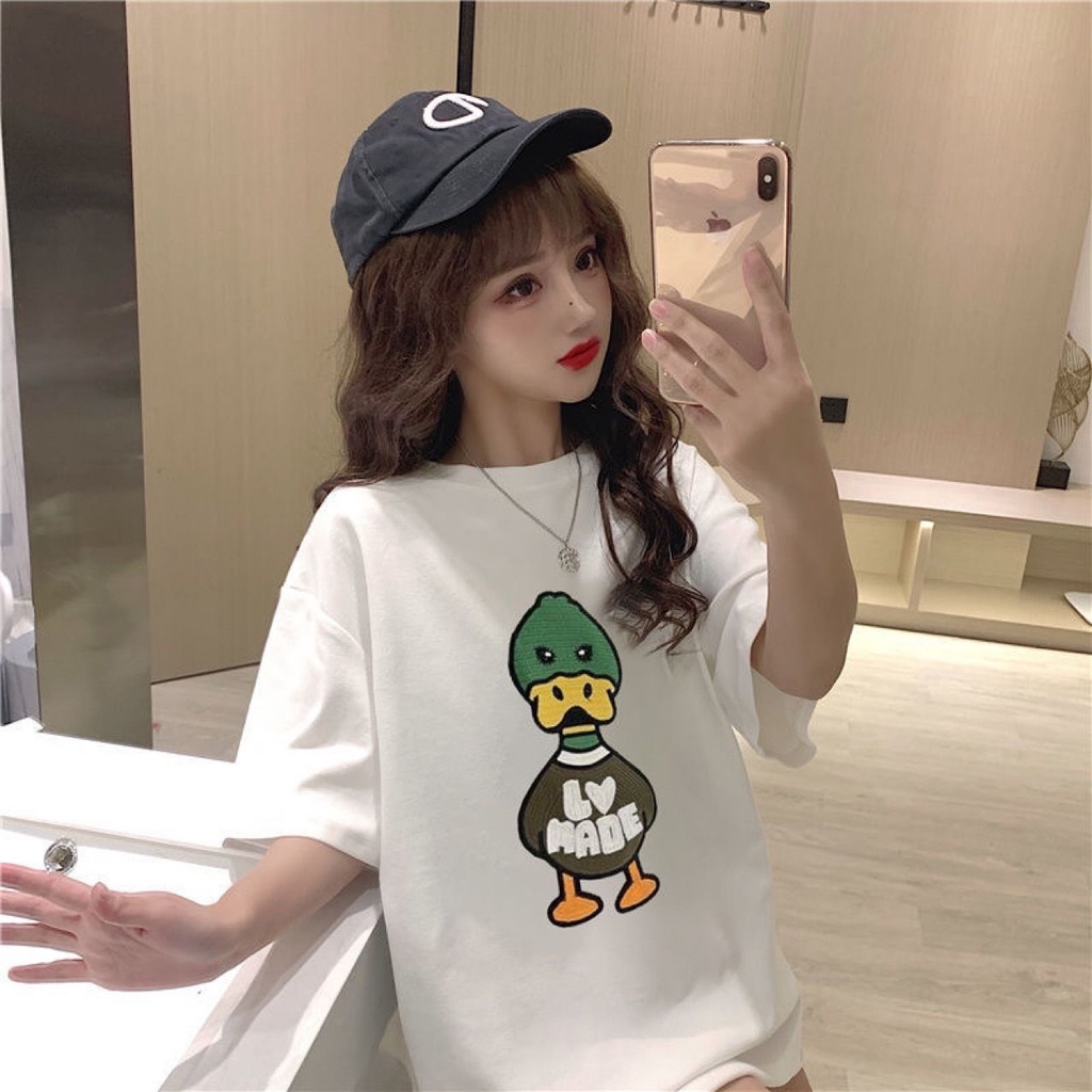 Áo Thun Cotton Ngắn Tay Thêu Họa Tiết Vịt Nhiều Màu Sang Trọng Thời Trang Mùa Hè 2022 Cho Nam Và Nữ