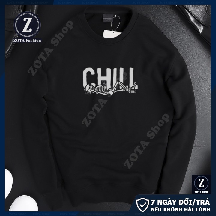 Áo nỉ nam dài tay❤️Freeship 50K❤️ Chất nỉ Thái mặc Thu Đông giữ nhiệt in Chill SW89 - Hàng mới về