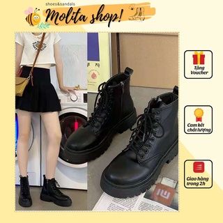 Bốt nữ cổ ngắn khoá kéo ngang boot nữ cổ ngắn ulzzang giá rẻ cb02-molita