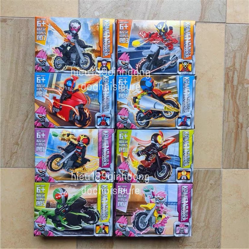 Lắp ráp xếp hình 82232 : 8 nhân vật siêu nhân kamen rider Masked Rider kèm xe máy