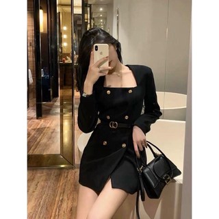 ĐẦM VEST CỔ U KÈM BELT (KÈM VIDEO HÌNH THẬT)