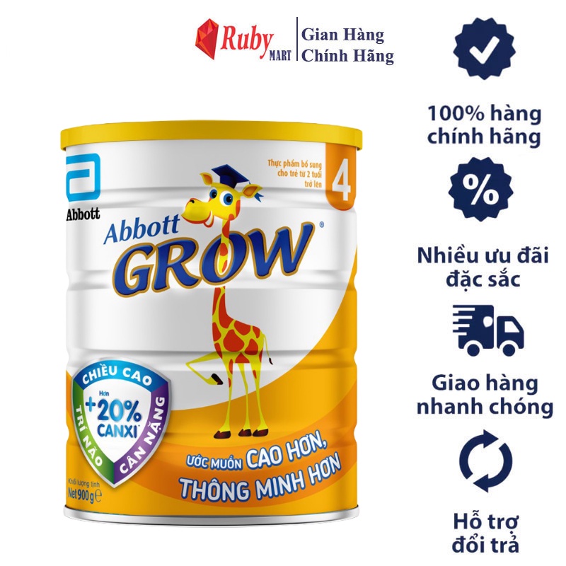 Sữa Bột Abbott Grow 4 Dành Cho Trẻ 2 Tuổi Trở Lên Lon 1.7kg Và 900g