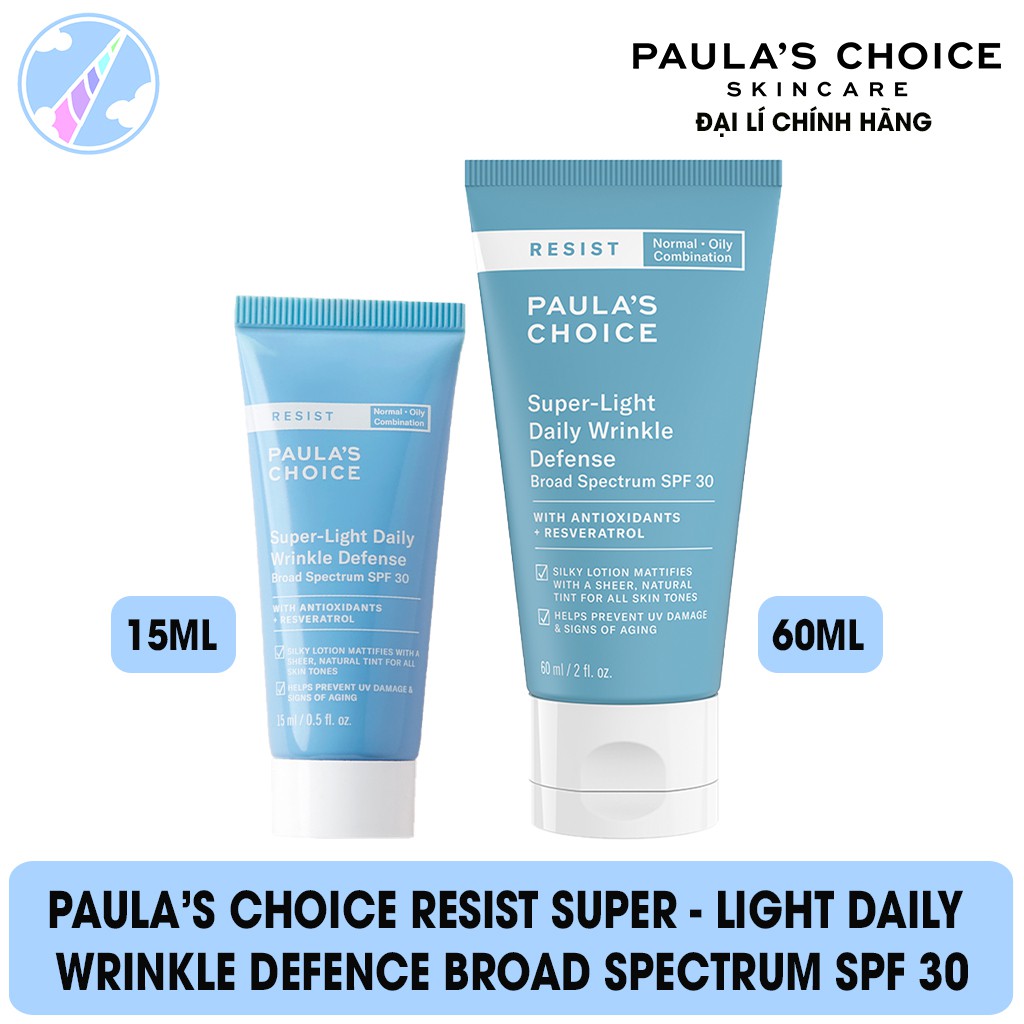 Kem Chống Nắng Dưỡng Da Mềm Mịn Paula's Choice Resist Super - Light Daily Wrinkle Defence Broad Spectrum SPF30