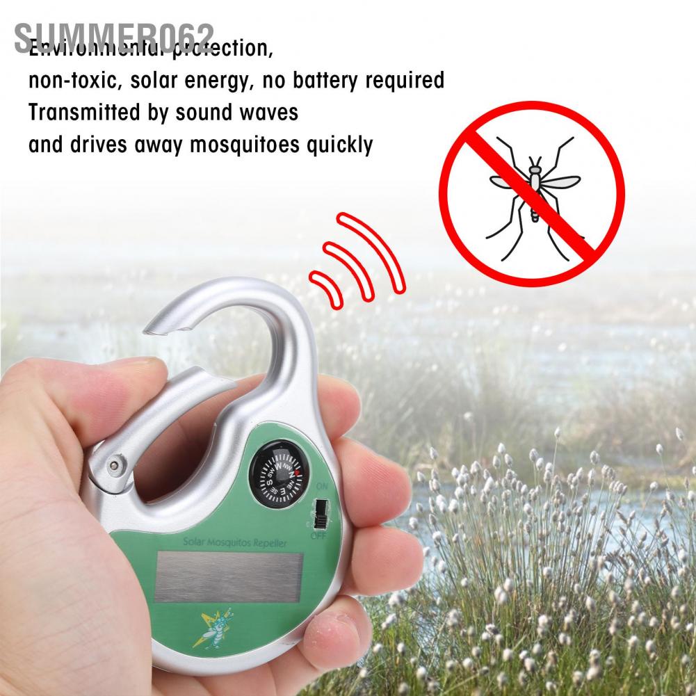 Summer062 Pest Repeller Portable Plastic Solar Mosquito Insect with Compass for Outdoor Fishing Hiking Camping Gardening