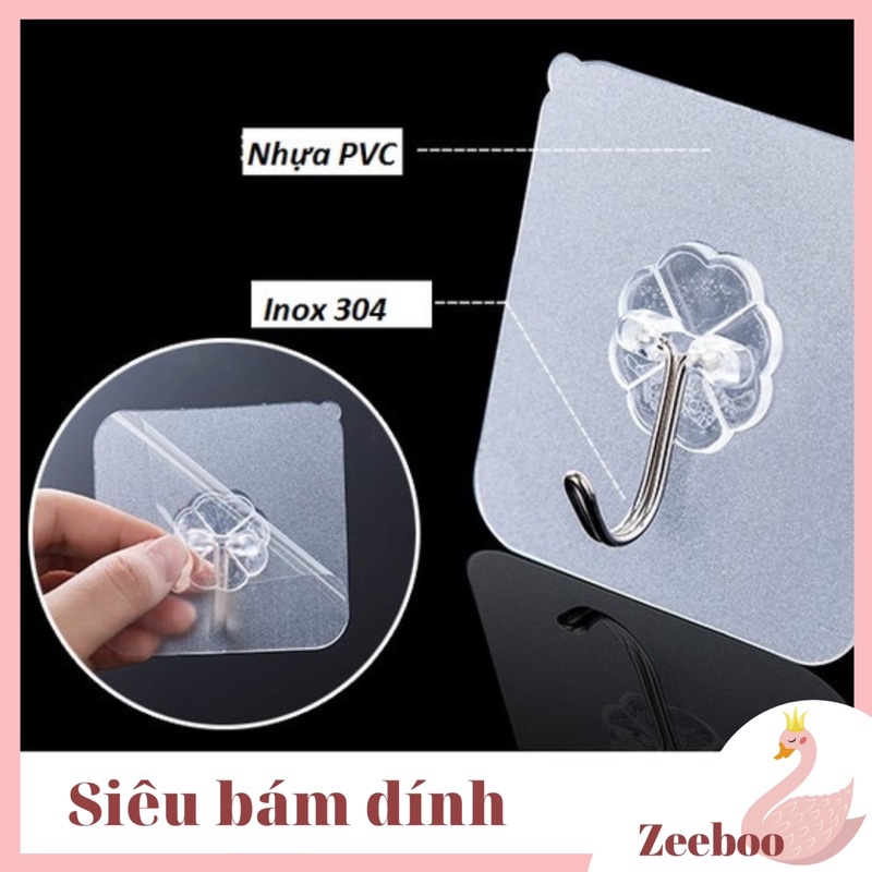 Móc dán tường - Móc treo đồ đạc vật dụng nhà cửa gia đình - Siêu bám dính - chắc chắn chịu lực 7kg - Zeeboo