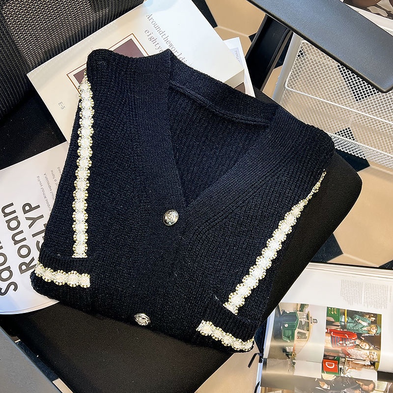 Áo Khoác Cardigan Dệt Kim Phối Ren Thời Trang Thu Đông