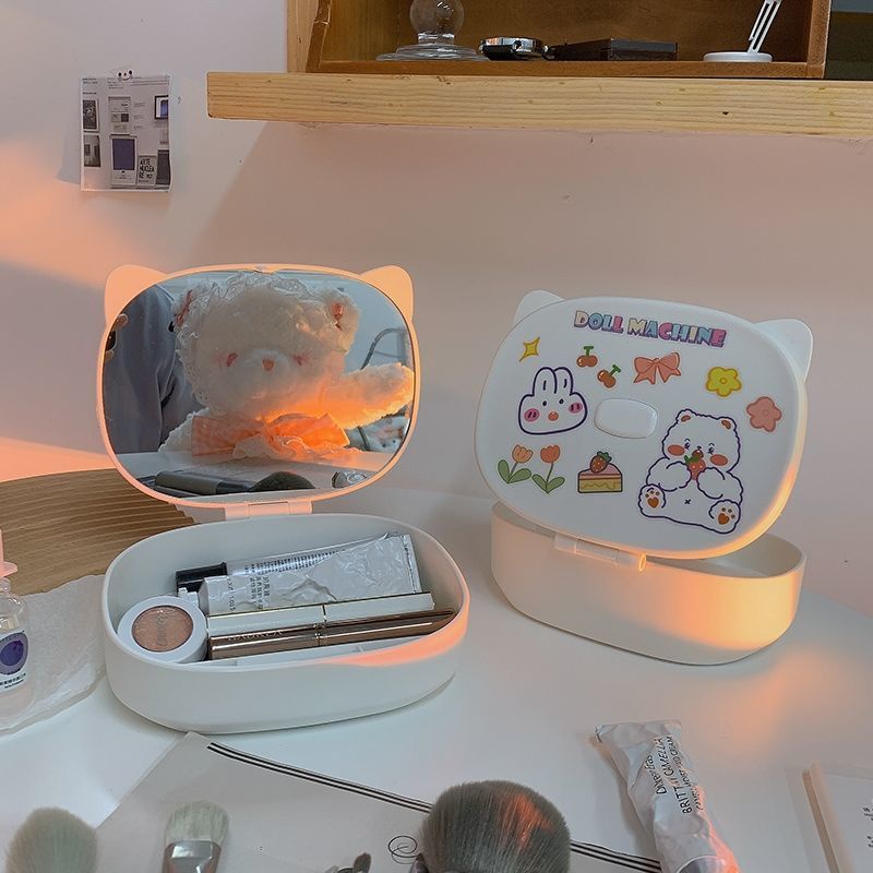 Gương Trang Điểm Để Bàn Nhỏ Có Thể Gấp Lại Có Thể Gấp Lại Kệ Mỹ Phẩm Ins Có Ngăn Kéo Phong Cách Ins Gương Trang Điểm Để Bàn