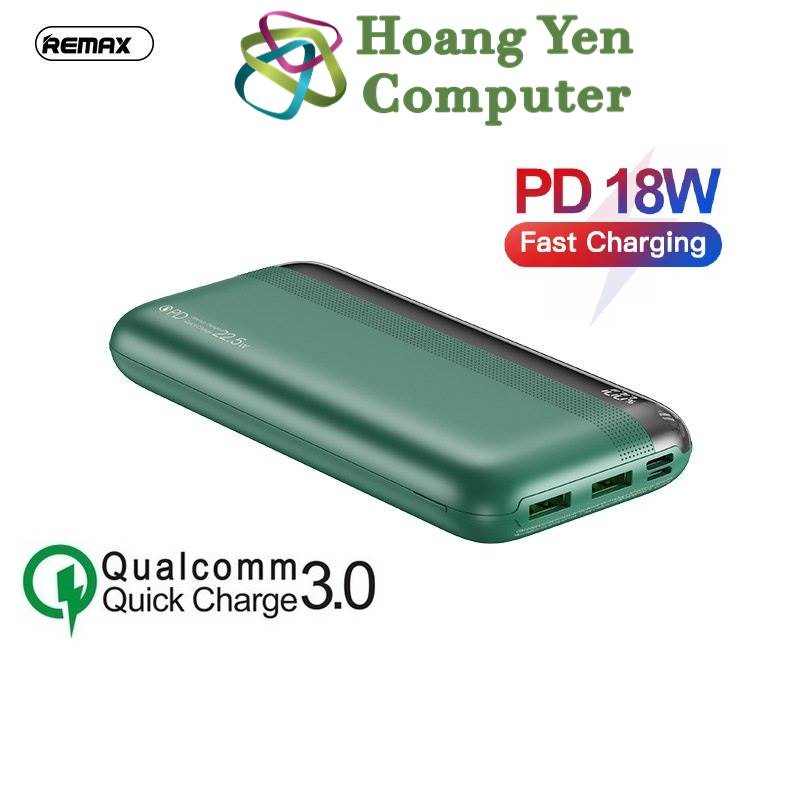 Sạc Dự Phòng Remax RPP-180 20000Mah (Sạc Nhanh QC3.0 18W, 22.5W, PD 20W, VOOC 2.0) - BH 1 Năm - Hoàng Yến Computer