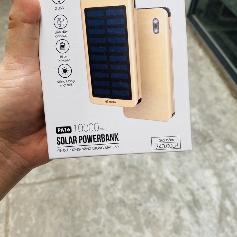 Sạc dự phòng dung lượng 10.000Mah 2 cổng sạc hỗ trợ Sạc bằng năng lượng mặt trời