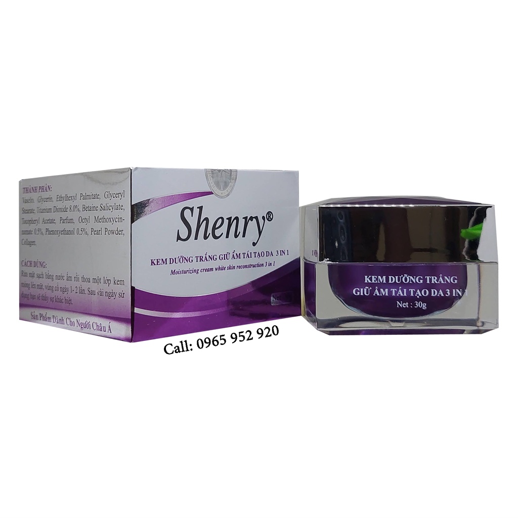 KEM SHENRY DƯỠNG TRẮNG GIỮ ẨM TÁI TẠO DA 3 IN 1 30G < mẫu mới >