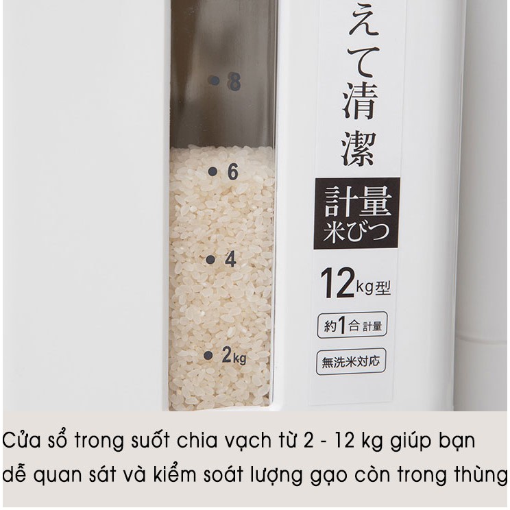 Thùng đựng gạo thông minh phong cách Nhật Bản VKIT- Chống ẩm, chống côn trùng- Tiện lợi, dễ sử dụng TG01