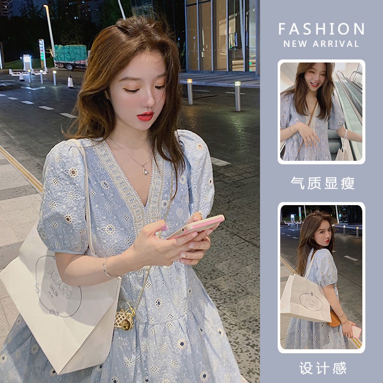 Hàng Bán Chạy Đầm Bầu Tay Phồng Thêu Hoa Phong Cách Mới Mùa Hè đầm bầu đầm hoa