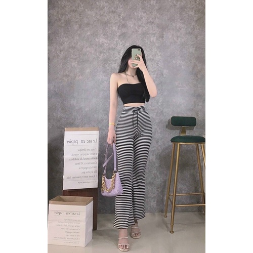 quần thun ống loe dây rút siêu đẹp, lưng ( cạp) siêu cao, dày dặn chuẩn form , hình thật kèm video