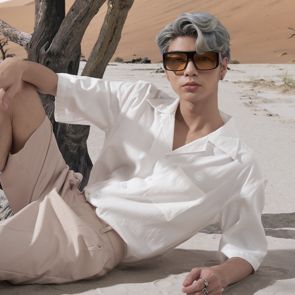 Áo sơ mi trắng tay ngắn chất liệu vải Linen mặc thoáng mát, độ bền cao CATSA ASN180