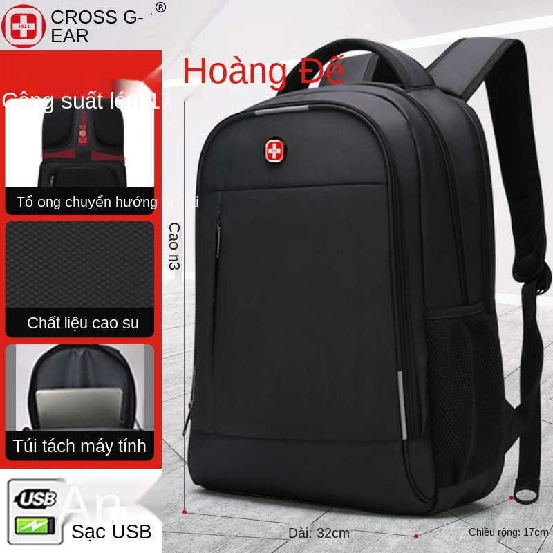 > Swiss Army Knife đeo vai Balo nam, chống nước -Túi đi học chống mài mòn và chống mài mòn, đa chức năng và sức chứa lớn