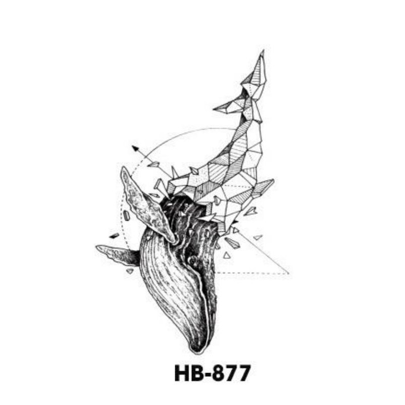 Xăm 3D hình cá voi phá kính HB 877