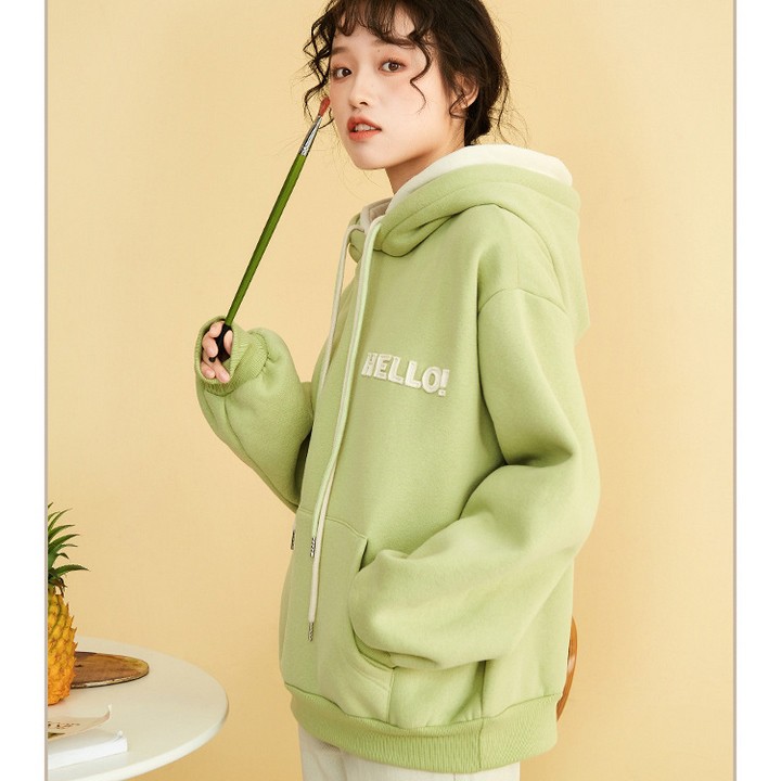 Áo Hoodie form rộng tay dài Hello chất nỉ bông mới 2019 | BigBuy360 - bigbuy360.vn