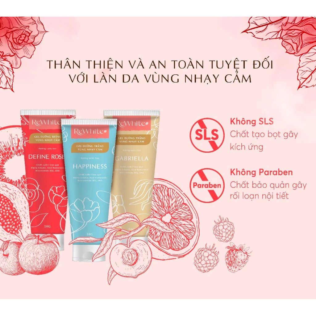 Gel dưỡng trắng vùng nhạy cảm Rewhitez hương nước hoa Happiness (tuýp xanh) dung tích 50g