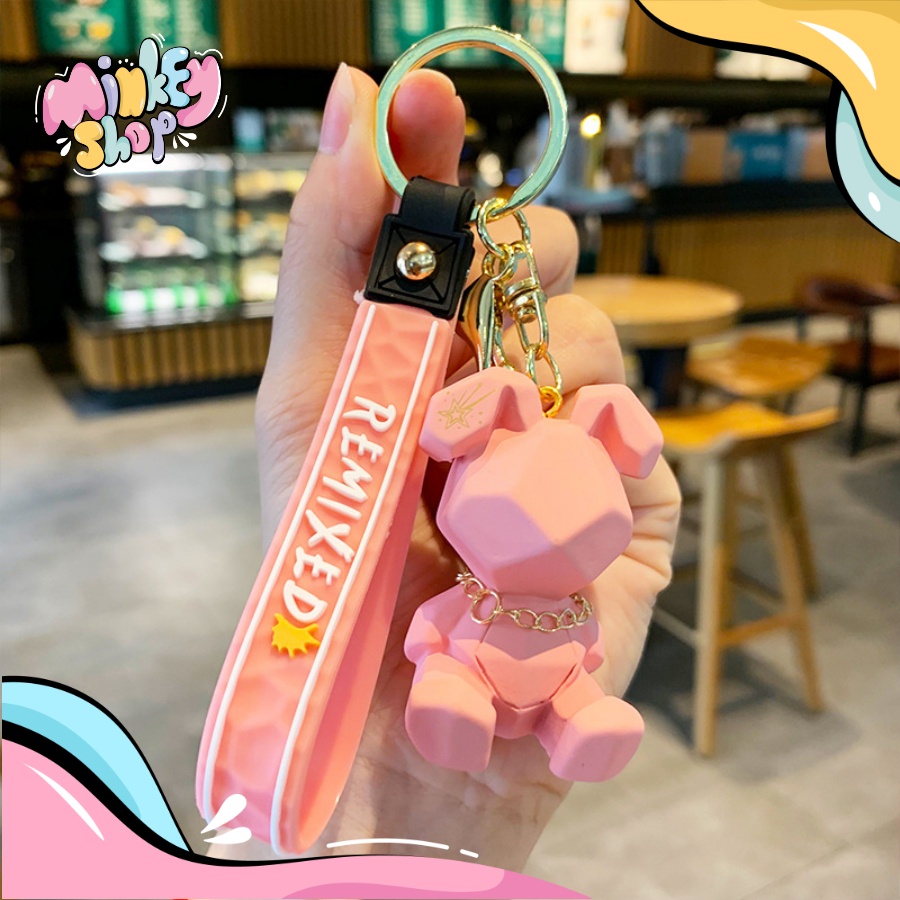 Móc khóa Gấu REMIXED Dễ Thương Phụ Kiên Ô Tô, Túi Xách, Ba Lô Cute 02MKG -Minkey
