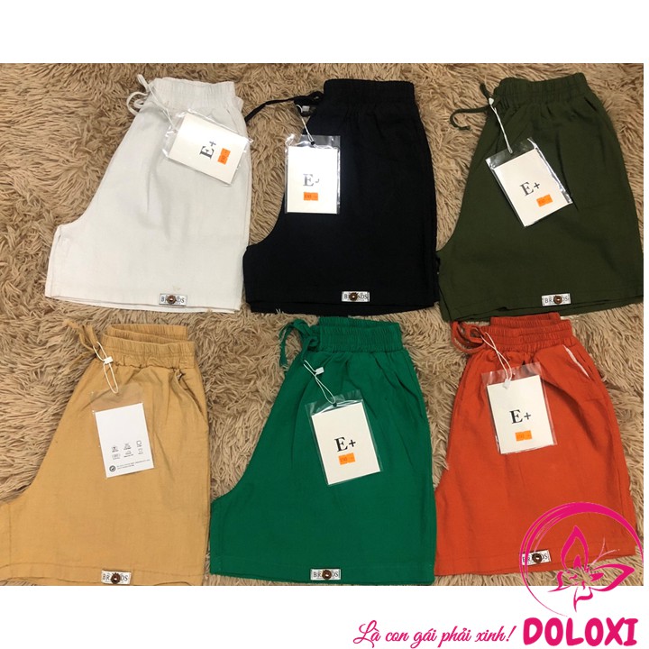 Quần đùi nữ ống rộng cạp chun vải đũi mặc ở nhà DLQ11 | BigBuy360 - bigbuy360.vn