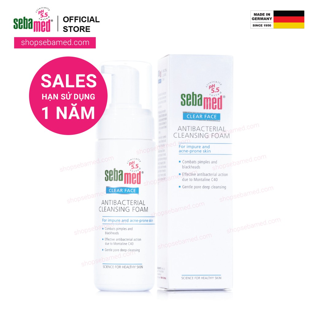 [DATE 1 NĂM] Sữa rửa mặt tạo bọt ngừa mụn Sebamed pH5.5 (Sebamed Clear Face)