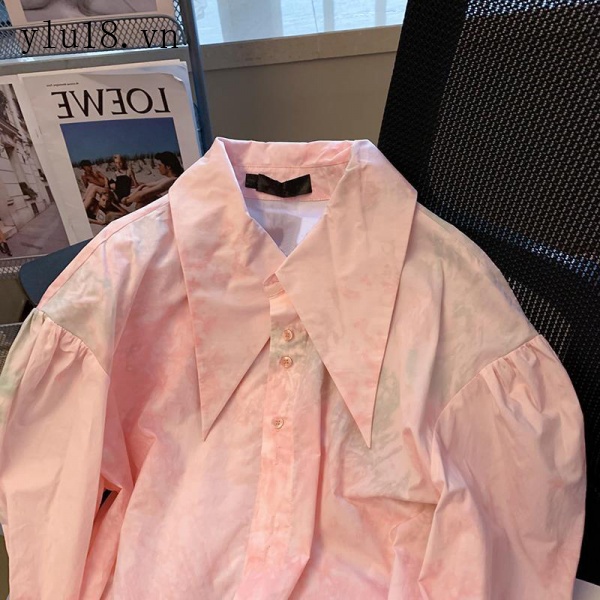 Áo Sơ Mi Tay Dài Dáng Rộng Họa Tiết Hoa Màu Nhuộm Thời Trang Xuân Thu Phong Cách Pháp Sang Trọng Cho Nữ